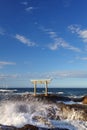 Japan landscape of traditional Japanese gate and sea Royalty Free Stock Photo