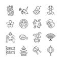 Japan line icon set. Japanese traditional vector sign. Editable stroke.