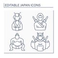 Japan line icons set