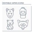Japan line icons set