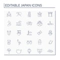 Japan line icons set