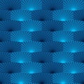 Japan line ray tree blue symmetry fabric seamless pattern Royalty Free Stock Photo