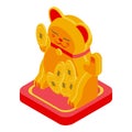 Japan lucky cat icon, isometric style Royalty Free Stock Photo