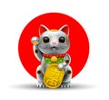 Japan lucky cat metal silver Royalty Free Stock Photo