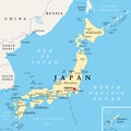 Japan, main islands, political of the island country in East Asia