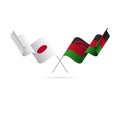 Japan and Malawi flags. Vector illustration.