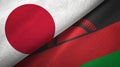 Japan and Malawi two flags textile cloth, fabric texture