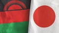 Japan and Malawi two flags textile cloth 3D rendering