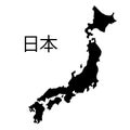 Japan map black hieroglyph Nippon