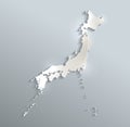Japan map blue white card paper 3D