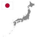 Japan map with borders of the regions. Detailed vector illustration of Japan. Gray outlines isolated on white background. Image f Royalty Free Stock Photo