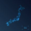 Japan map with cities. Royalty Free Stock Photo