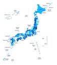 Japan map. Cities, regions. Vector Royalty Free Stock Photo