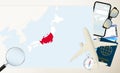Japan map and flag, cargo plane on the detailed map of Japan with flag