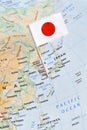 Japan map and flag pin Royalty Free Stock Photo