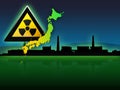 Japan map fukushima radioactivity illustration Royalty Free Stock Photo