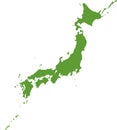 Japan map illustratiom / green