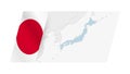 Japan map in modern style with flag of Japan on left side