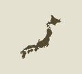 Japan map, on white background. Vector illustration Royalty Free Stock Photo