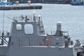 Japan Maritime Self-Defense Force FCS-3A AESA radar and Phalanx CIWS on JS Teruzuki (DD-116). Royalty Free Stock Photo