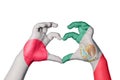 Japan Mexico Heart, Hand gesture making heart