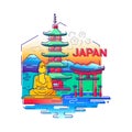 Japan- modern vector line travel illustration