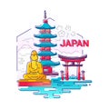 Japan- modern vector line travel illustration