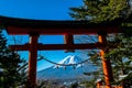 Japan - Mt Fuji framed in between orange torii