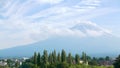 Japan Mt. Fujiyama Mountain, trees and blue sky with nice clouds