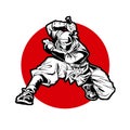 Japan Ninjas sport Logo concept. Katana weapon insignia design.