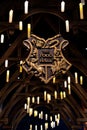 JAPAN - Nov 13, 2023: The Food Hall signage logo with lamp lights decoration in Hogwarts Wizarding World at Warner Bros. Studio Royalty Free Stock Photo