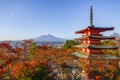 Chureito Pagoda with Fuji mountain background in autumn, Japan Royalty Free Stock Photo