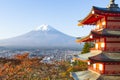 Chureito Pagoda with Fuji mountain in autumn, Fujiyoshida, Yamanashi, Japan Royalty Free Stock Photo