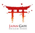 Japan origami gate Torii