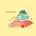 Japan osaka castle and maple