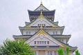 Japan Osaka landmark historical castle architectural with green