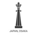 Japan, Osaka travel landmark vector illustration Royalty Free Stock Photo