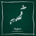 Japan outline vector map hand drawn with chalk on.