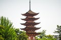 Japan pagoda closeup over white sky Royalty Free Stock Photo