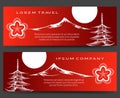 Japan pagoda and fuji mount banners