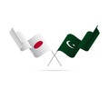 Japan and Pakistan flags. Vector illustration.