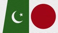 Japan and Pakistan Two Half Flags Together