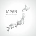 Japan polygonal triangle grey and silver vector map
