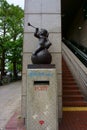 Japan post letter-box. Street sculpture angel