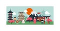 Japan poster scenery banners concept culture design vector.