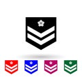 Japan private first class military ranks and insignia multi color icon. Simple glyph, flat of military ranks and insignia