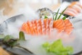 Japan raw salmon slice or salmon sashimi in Japanese style fresh Royalty Free Stock Photo