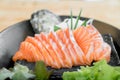 Japan raw salmon slice or salmon sashimi in Japanese style fresh Royalty Free Stock Photo