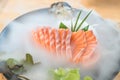 Japan raw salmon slice or salmon sashimi in Japanese style fresh Royalty Free Stock Photo