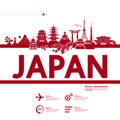 Japan travel destination grand vector illustration.